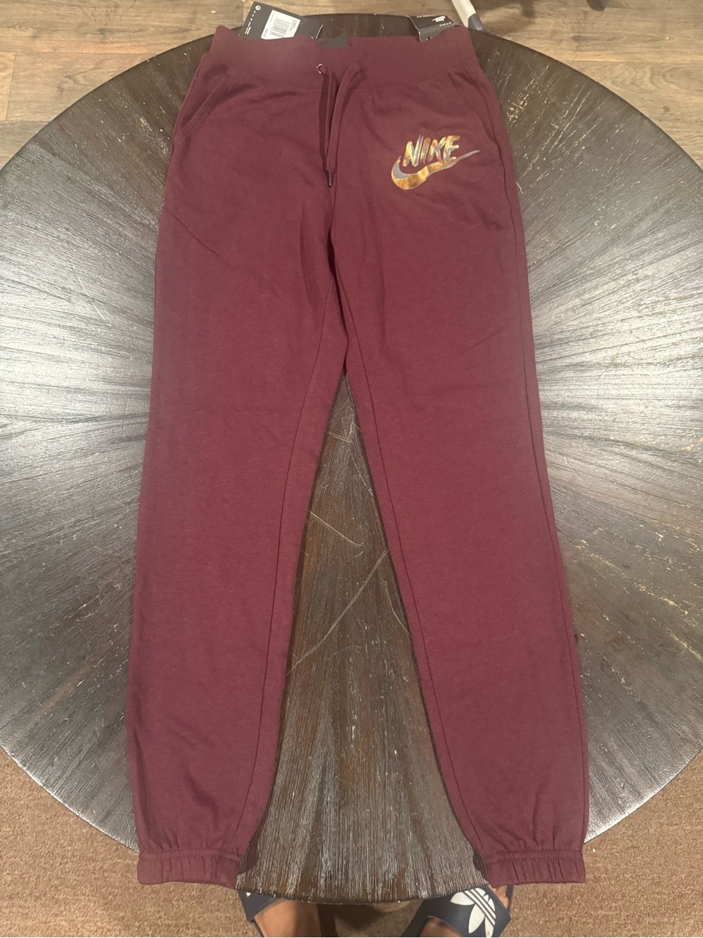 Women’s Nike Maroon Jogger Sweatpants with Gold Logo